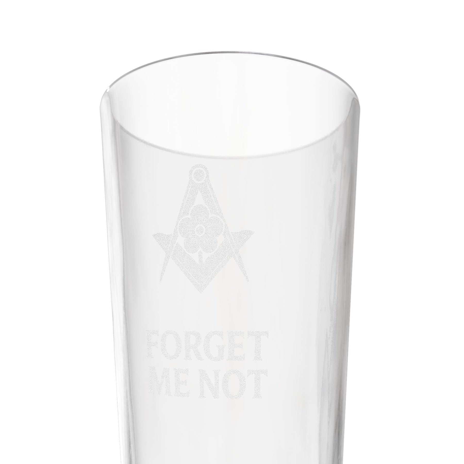 Master Mason Blue Lodge Pint Glass - Square & Compass Forget Me Not - Bricks Masons