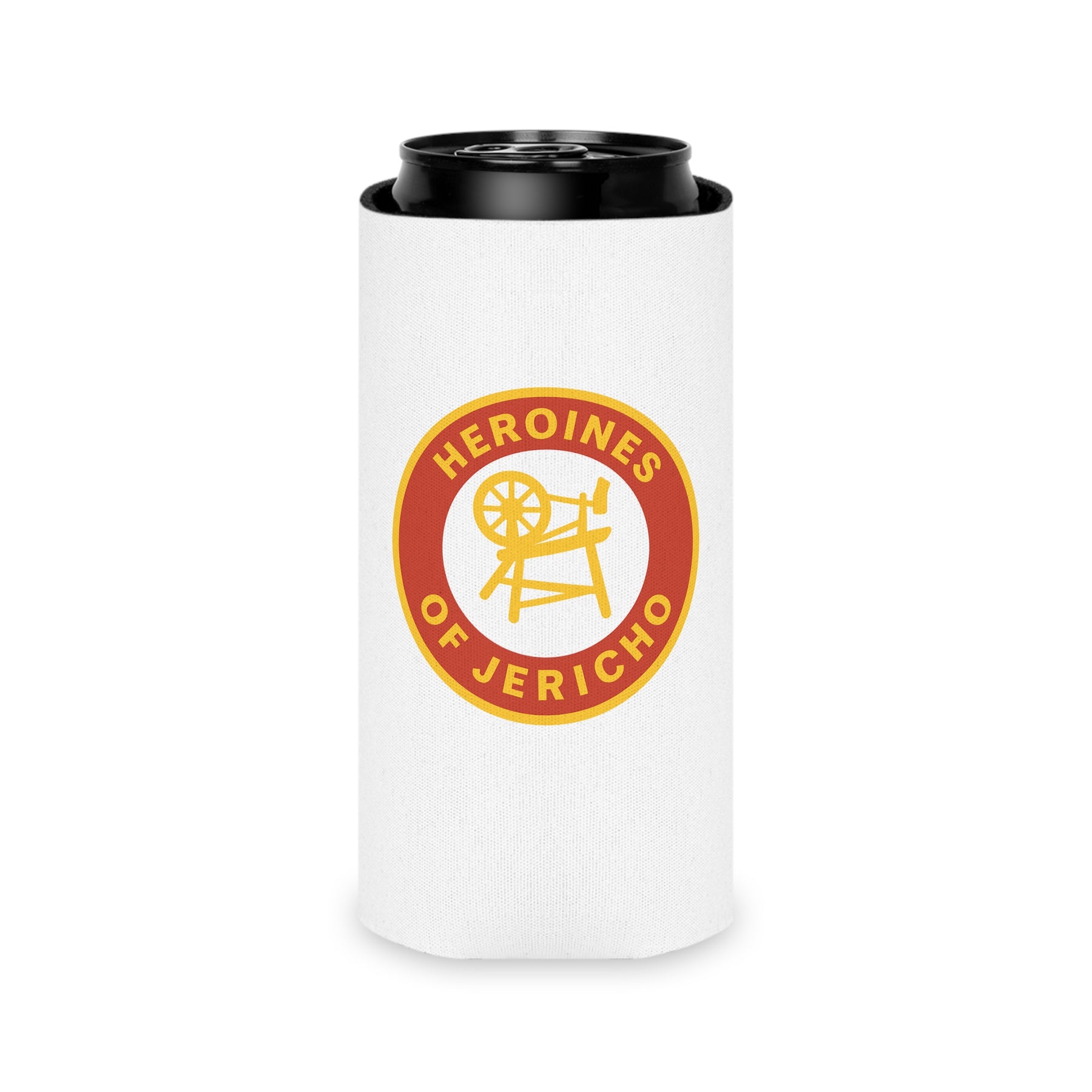 Heroines of Jericho Can Cooler - Red & Yellow Polyester Exterior - Bricks Masons