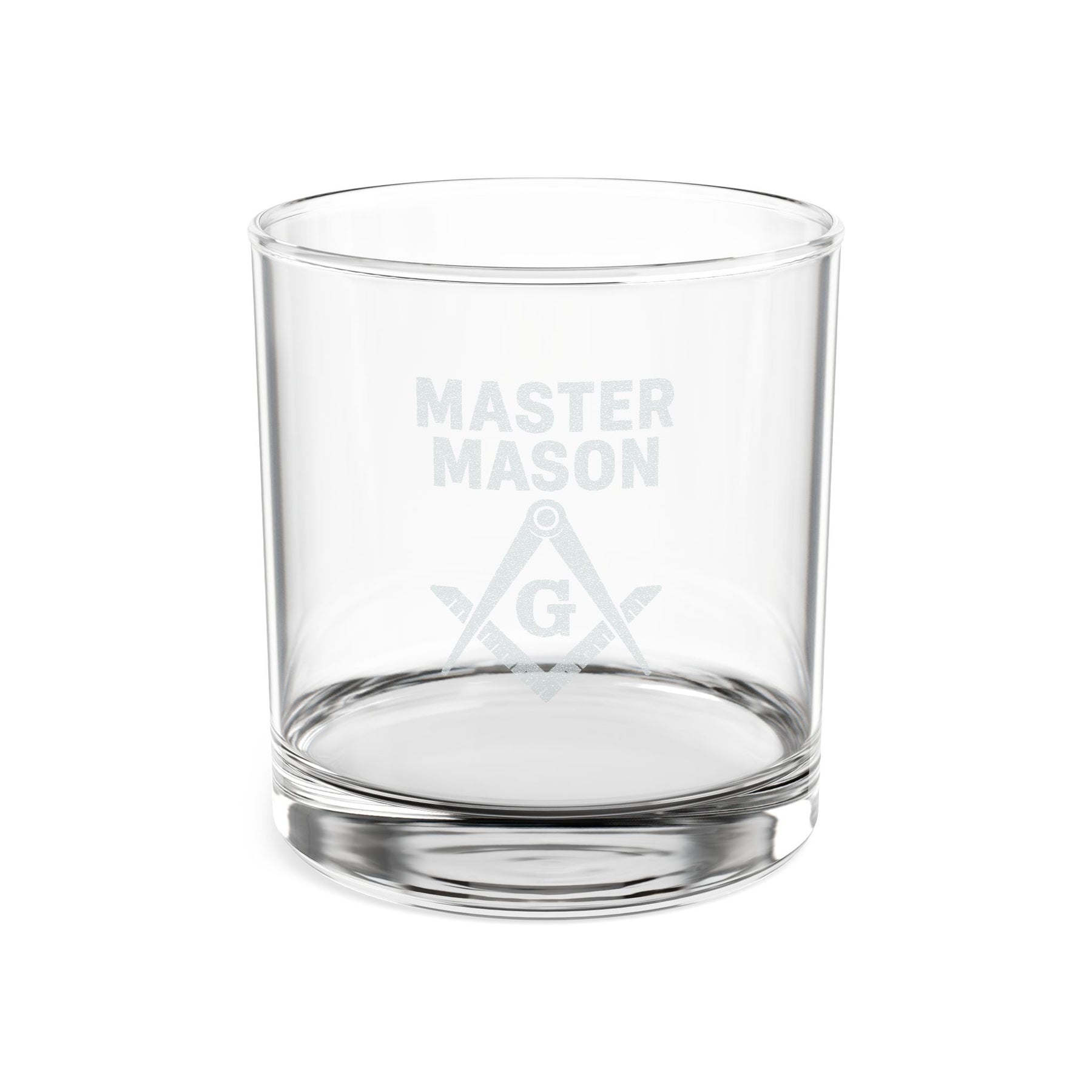 Whiskyglas der Master Mason Blue Lodge – Winkelmaß und Zirkel mit G