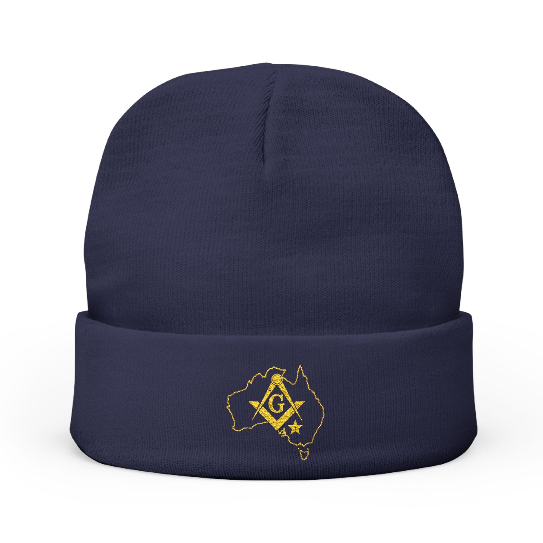 Master Mason Blue Lodge Australia Jurisdiction Beanie - Knit Embroidery Australia Mason Map - Bricks Masons