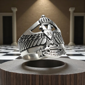 Masonic Ring Double-Headed Eagles Silver 2 cm 14 g Art 1309 - Bricks Masons