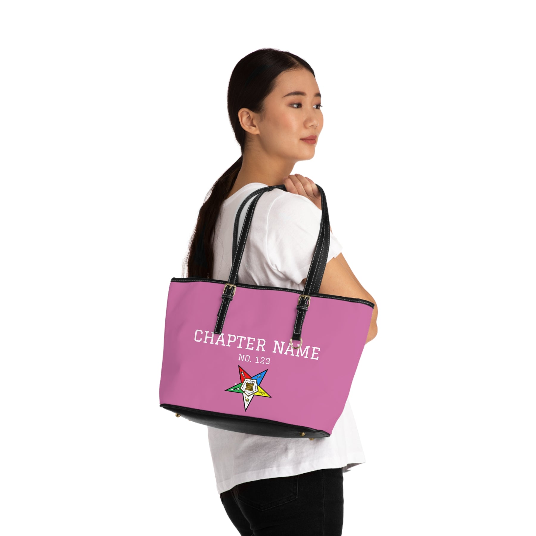 OES Handbag - Custsomizable Pink Wth Colorful Star - Bricks Masons