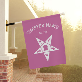 OES Yard Flag - Pink & White Star With Personalization - Bricks Masons