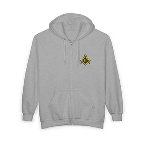 Master Mason Blue Lodge Hoodie - Zip Up Jacket with Embroidered Emblem - Bricks Masons