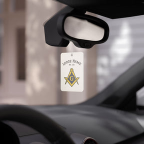 Master Mason Blue Lodge Car Air Freshener - Square & Compass G With Personalization - Bricks Masons