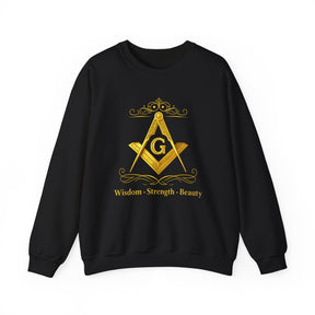 Master Mason Blue Lodge Sweatshirt – Weisheit, Stärke und Schönheit, Winkelmaß und Zirkel G