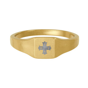 Stainless Steel Square Signet Ring (Engraving) - Bricks Masons