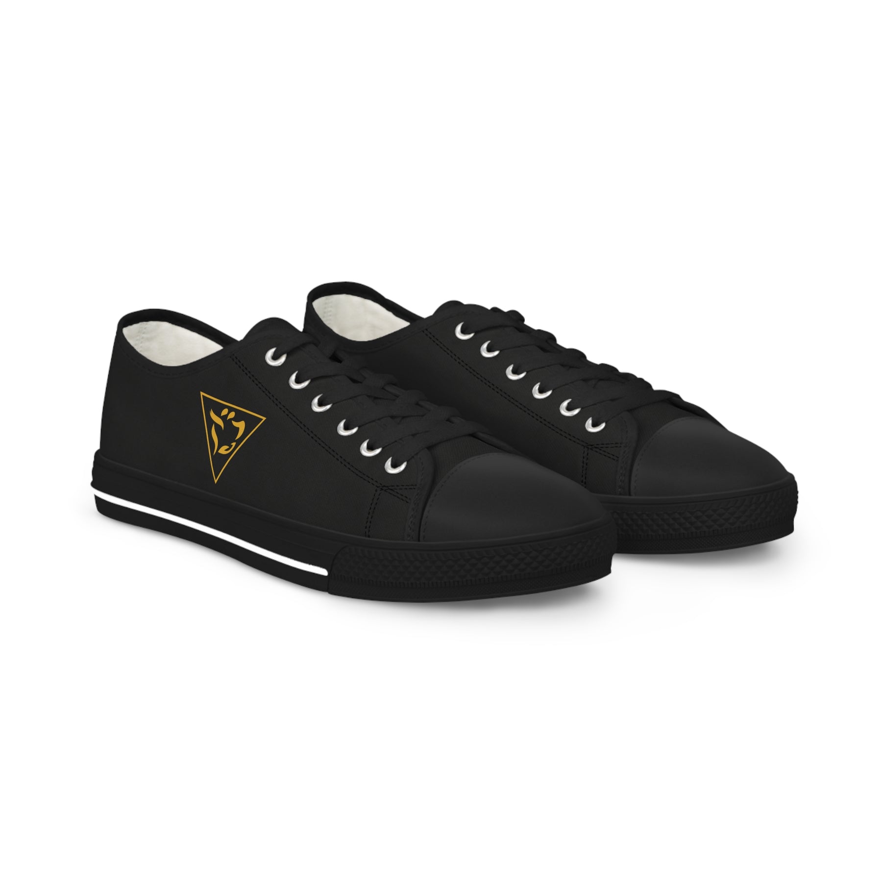Grand Tiler of Solomon Sneaker - Low Top Sneaker Black & White Golden Emblem - Bricks Masons