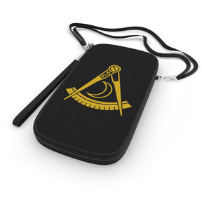 District Deputy Grand Master Blue Lodge Passport Wallet - Black With Shoulder & Wrist Strap - Bricks Masons