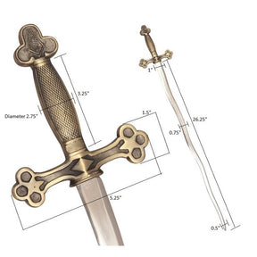 Master Mason Blue Lodge Sword - Snake Flaming Sword Square Compass With G and Golden Hilt