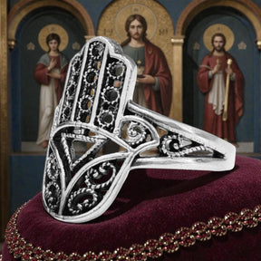 Fatima Hand Ring Hamsa in Silver 2 x 1 cm 6 g Art 1400 - Bricks Masons
