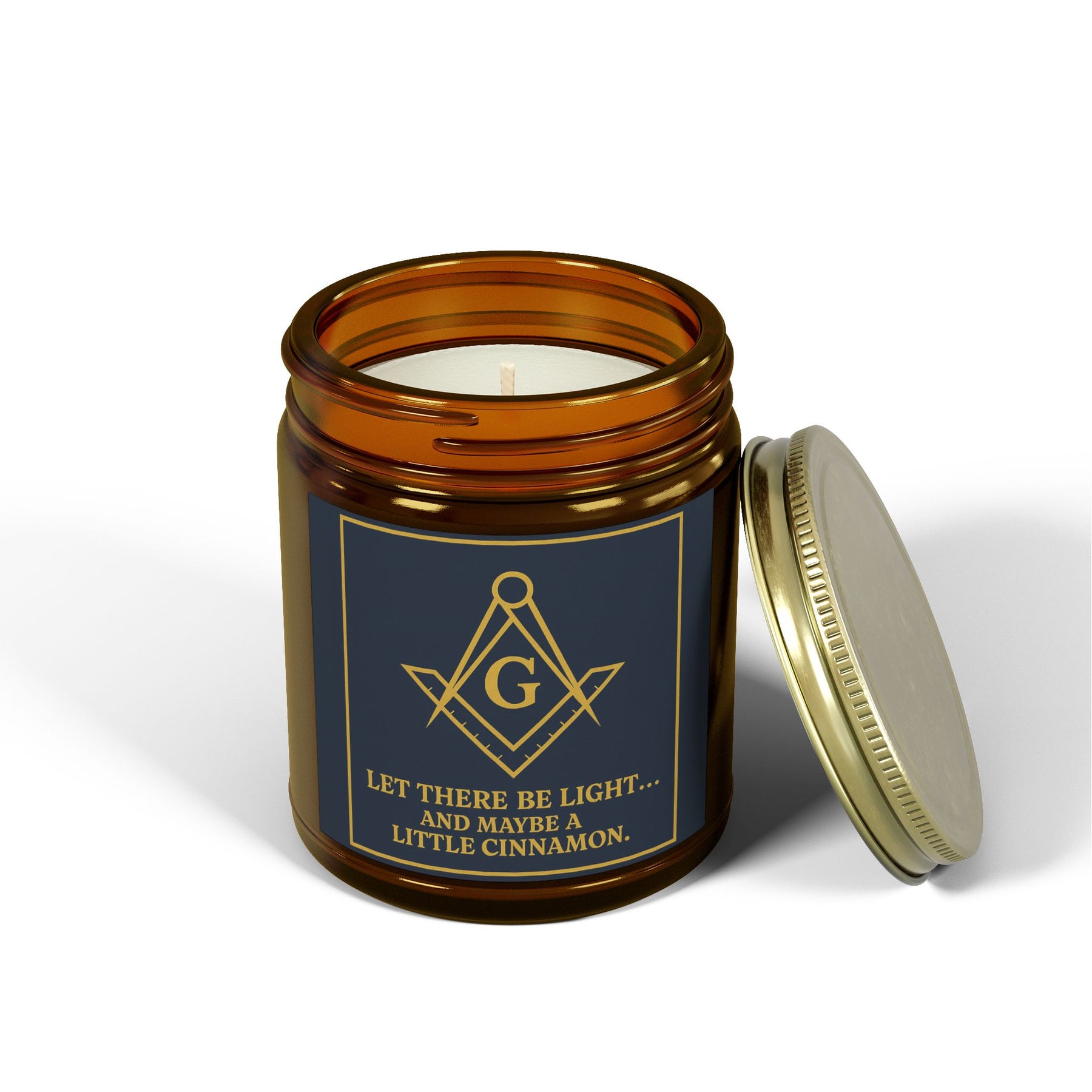 Master Mason Blue Lodge Candle - Let There Be Light Scented Coconut Apricot Wax - Bricks Masons