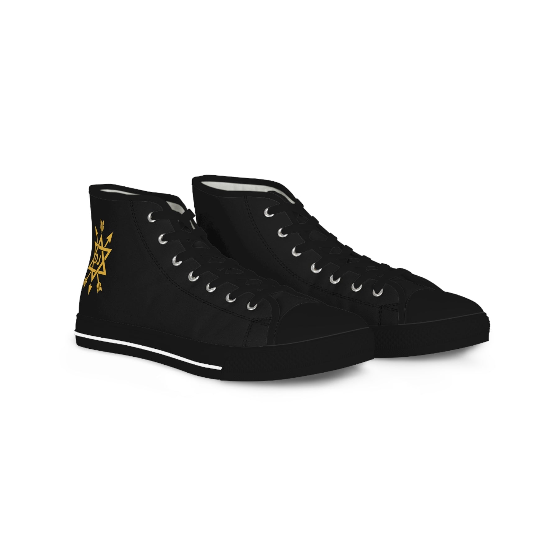 Order of the Secret Monitor Sneaker - High Top Black & White Golden Emblem - Bricks Masons