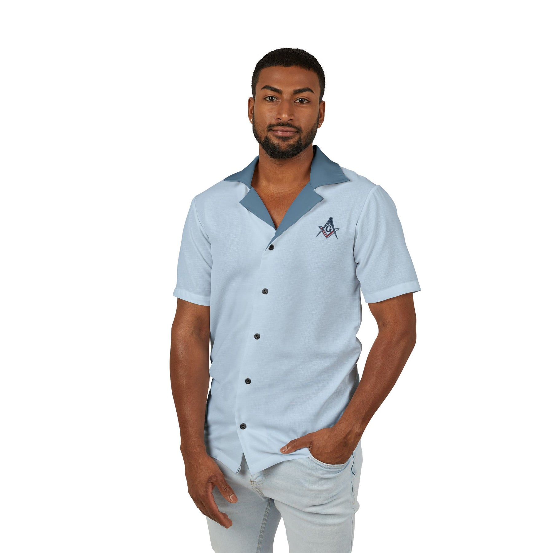 Men's Hawaiian Camp Shirt (AOP) - Bricks Masons