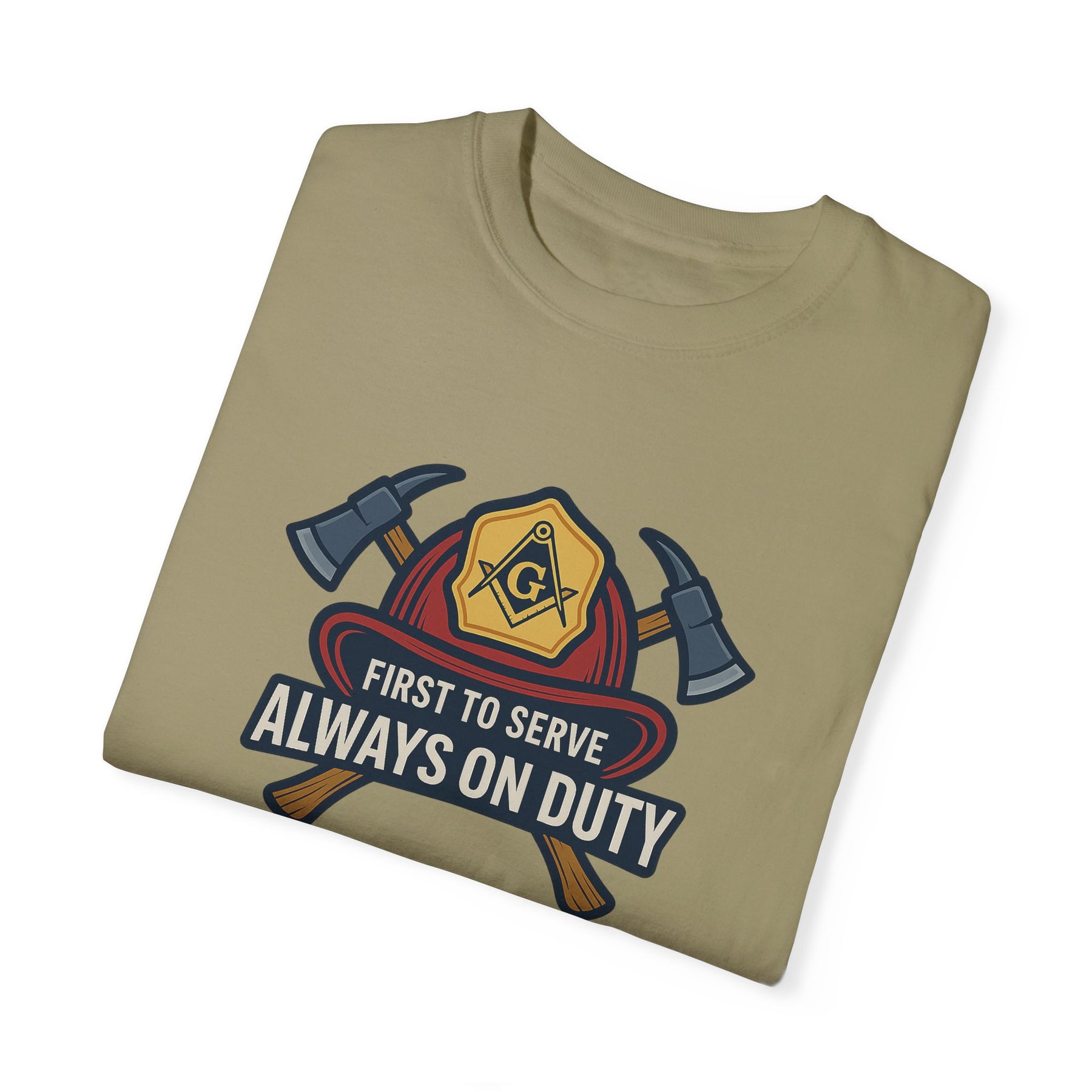 Master Mason Blue Lodge T-Shirt - Garment-Dyed Firefighter Tee - Bricks Masons