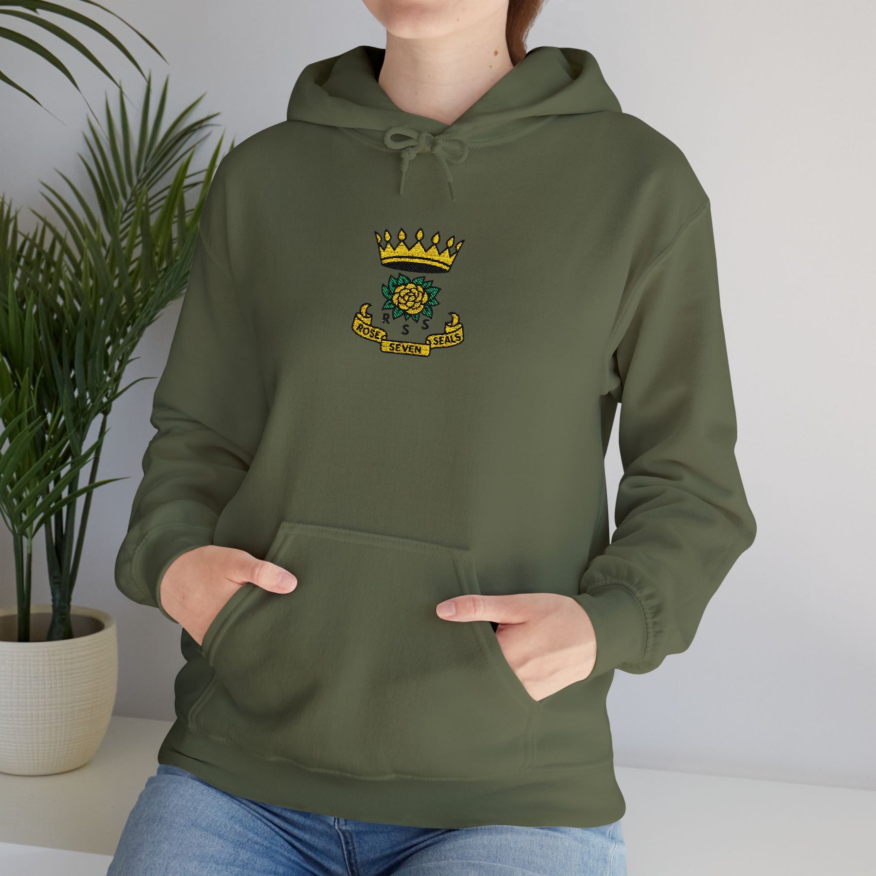 Rose of Seven Seals Hoodie - Soft Cotton Poly Blend Front Stitch Design - Bricks Masons