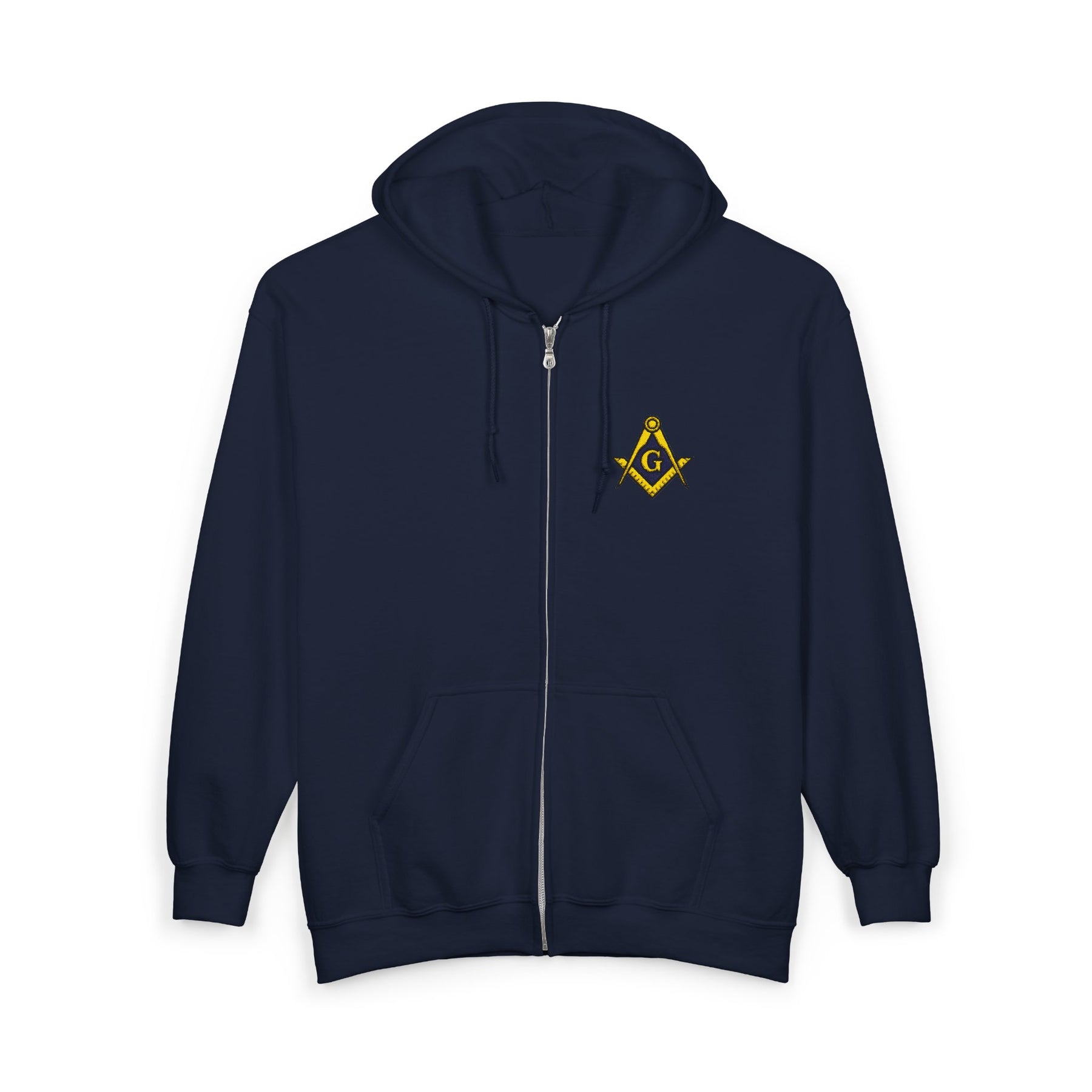 Master Mason Blue Lodge Hoodie - Zip Up Jacket with Embroidered Emblem - Bricks Masons