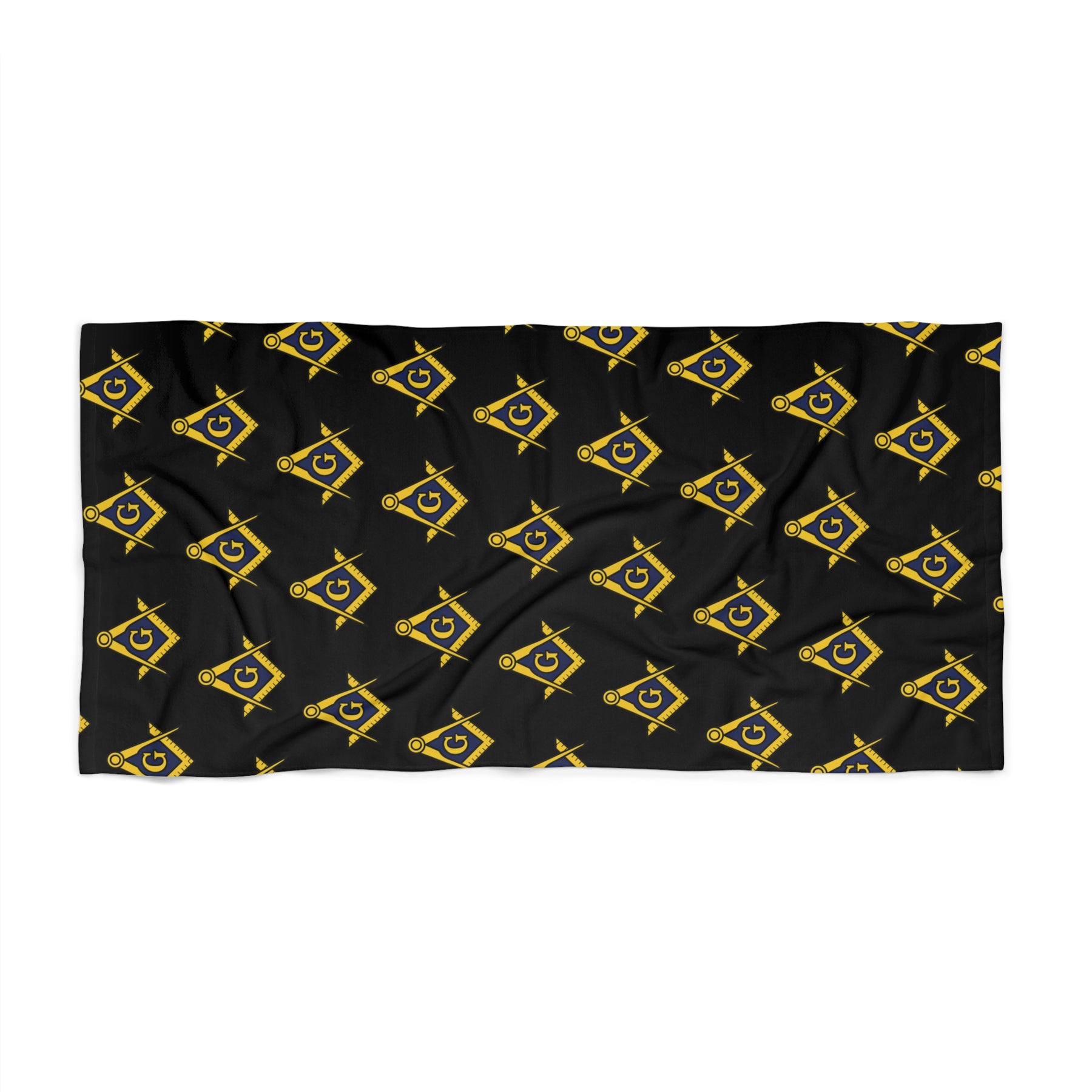 Master Mason Blue Lodge Towel - Square & Compass G Black Beach Towel - Bricks Masons