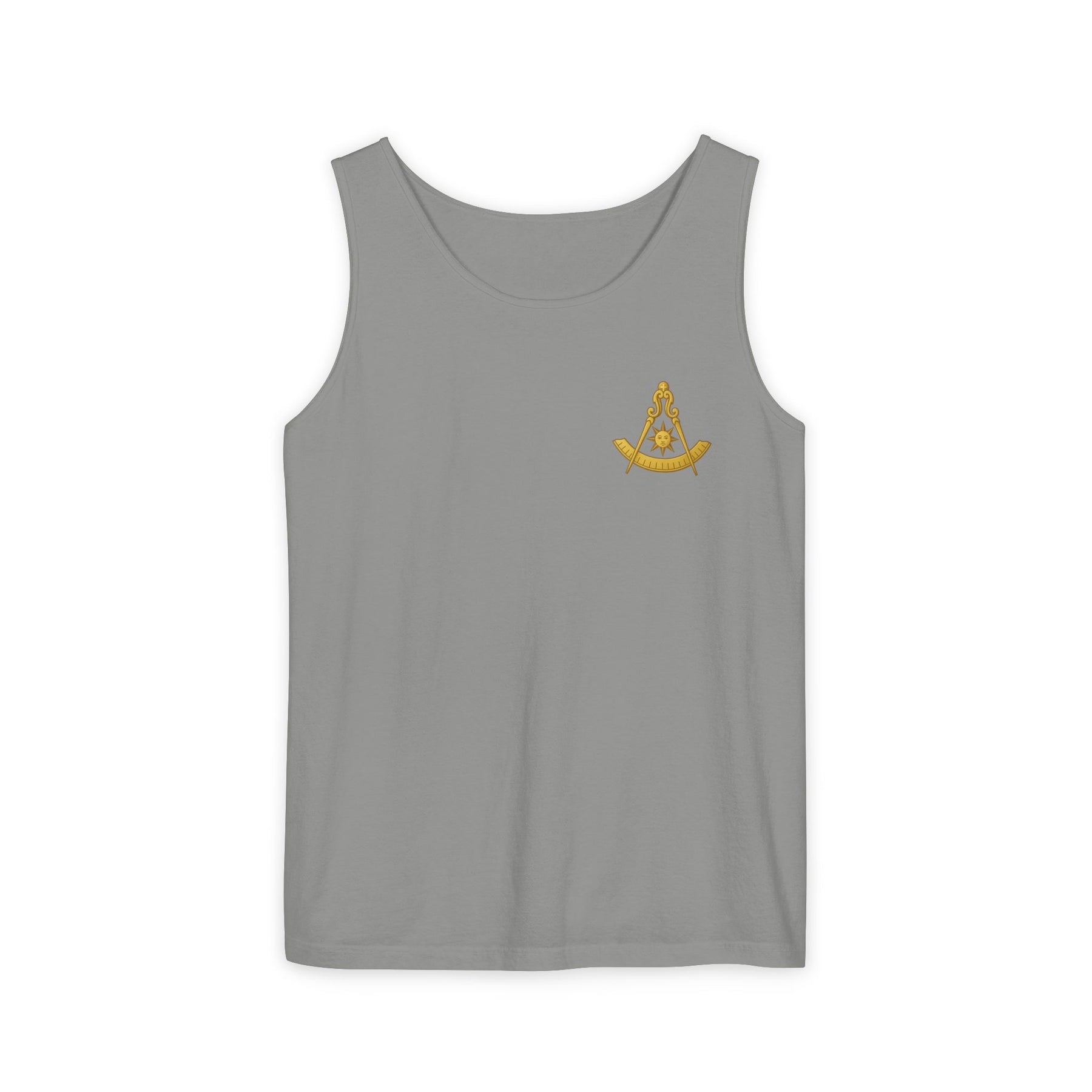 Past Master Blue Lodge Tank Top - Garment-Dyed Compass With Sun & Quadrant - Bricks Masons