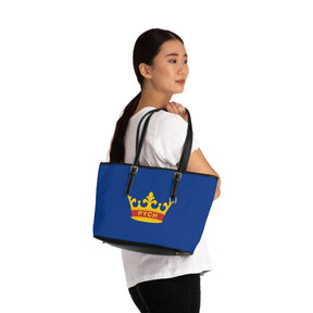 PYCH Handbag - Blue PU Leather Adjustable Handles - Bricks Masons