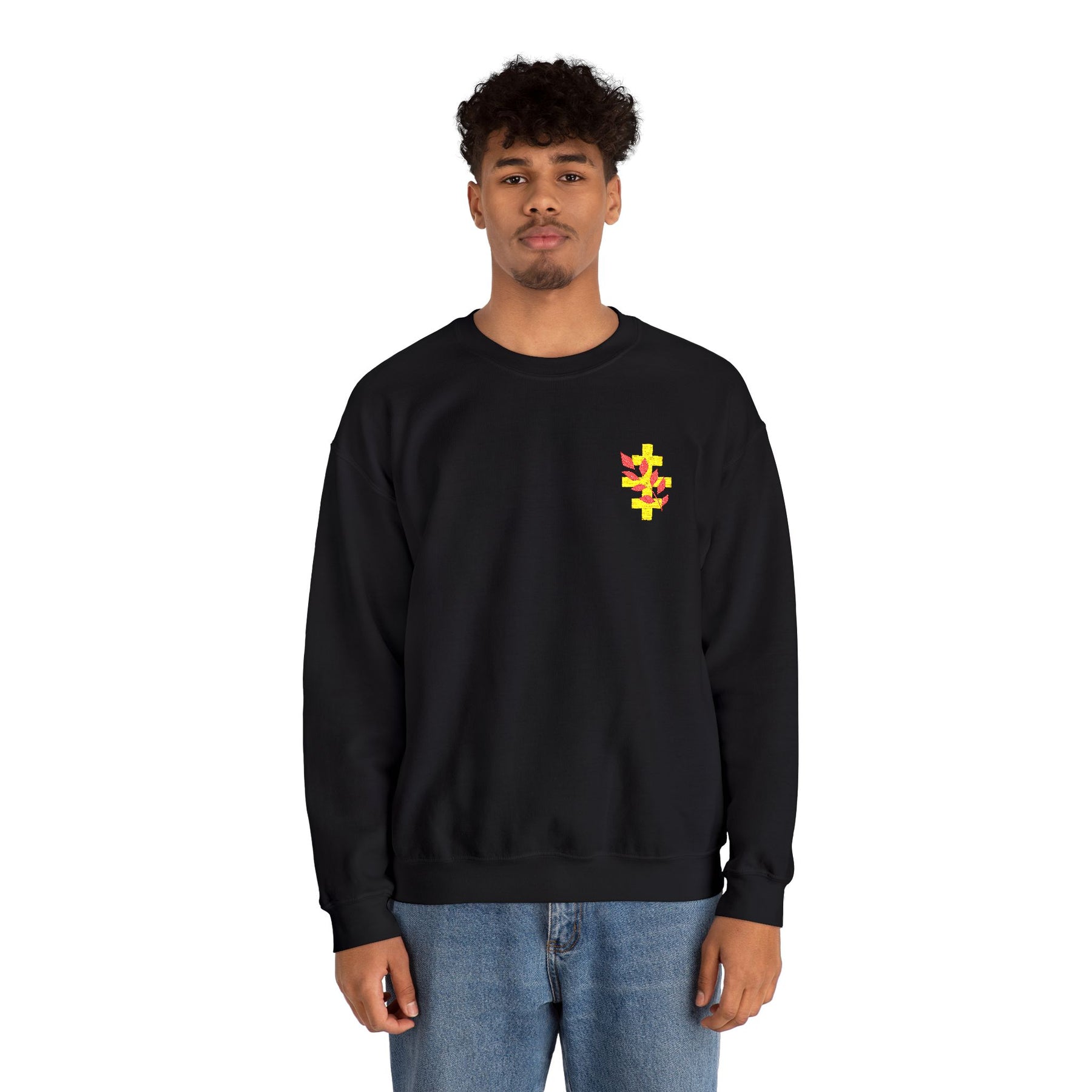 Red Branch of Eri Sweatshirt - Left Chest Embroidered Motif - Bricks Masons
