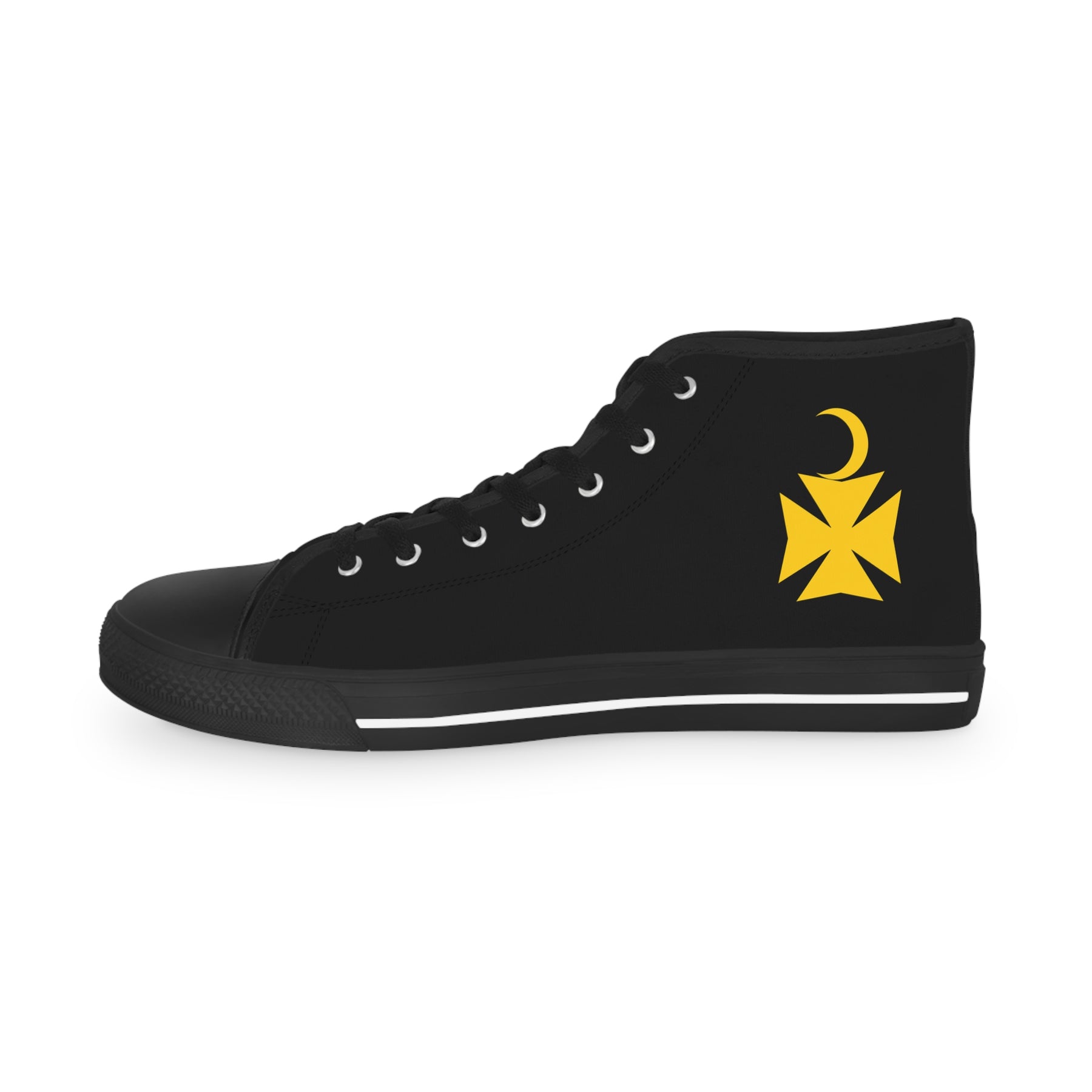 Knights of Constantinople Sneaker - High Top Black & White Golden Emblem - Bricks Masons