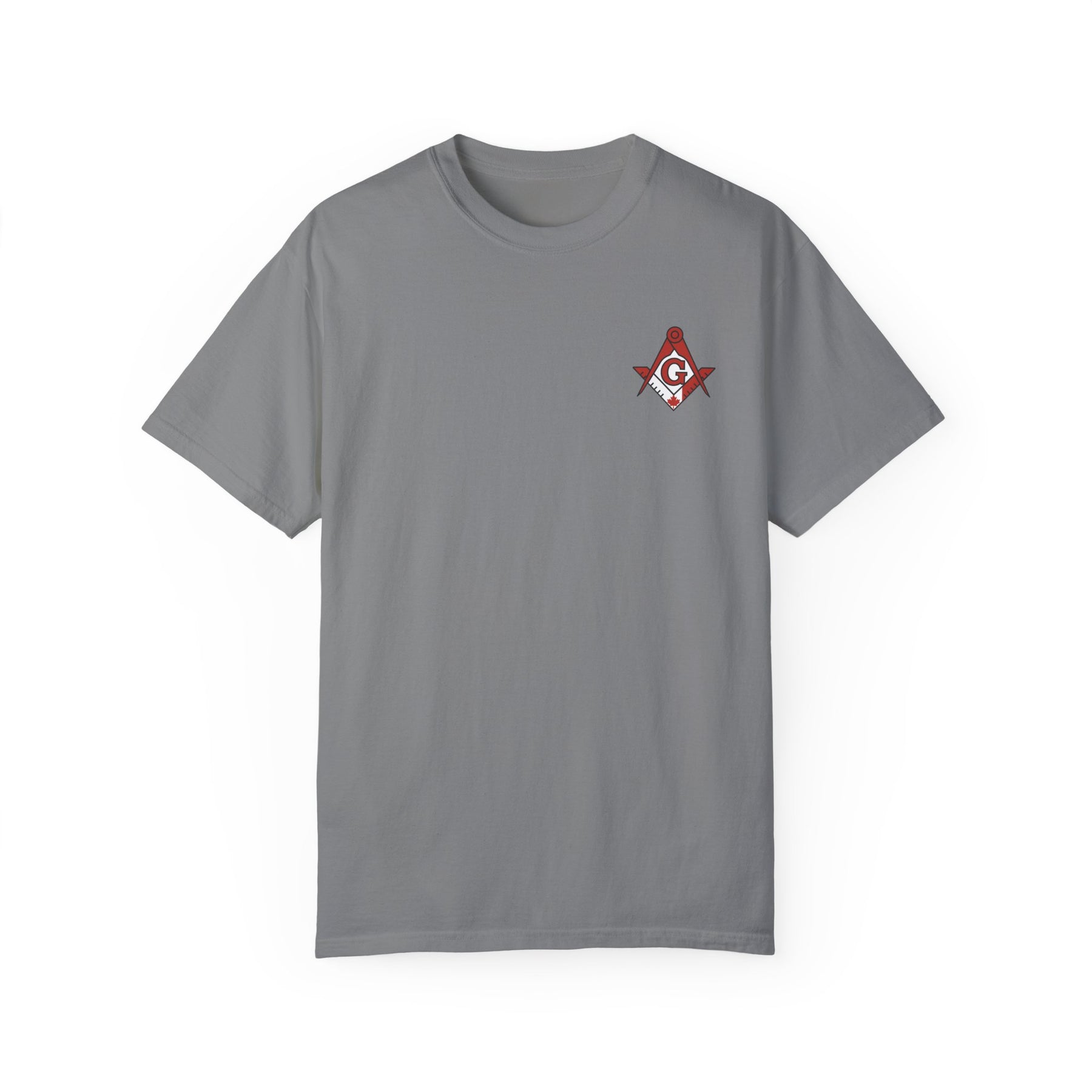 Master Mason Blue Lodge Canada Jurisdiction T-Shirt - Garment-Dyed Tee Various Colors - Bricks Masons