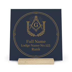 Master Mason Blue Lodge Plaque - S&C G with Pillars and Wreath with Personalization - Bricks Masons