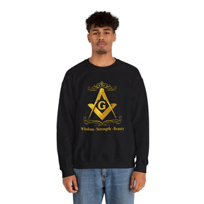 Master Mason Blue Lodge Sweatshirt – Weisheit, Stärke und Schönheit, Winkelmaß und Zirkel G