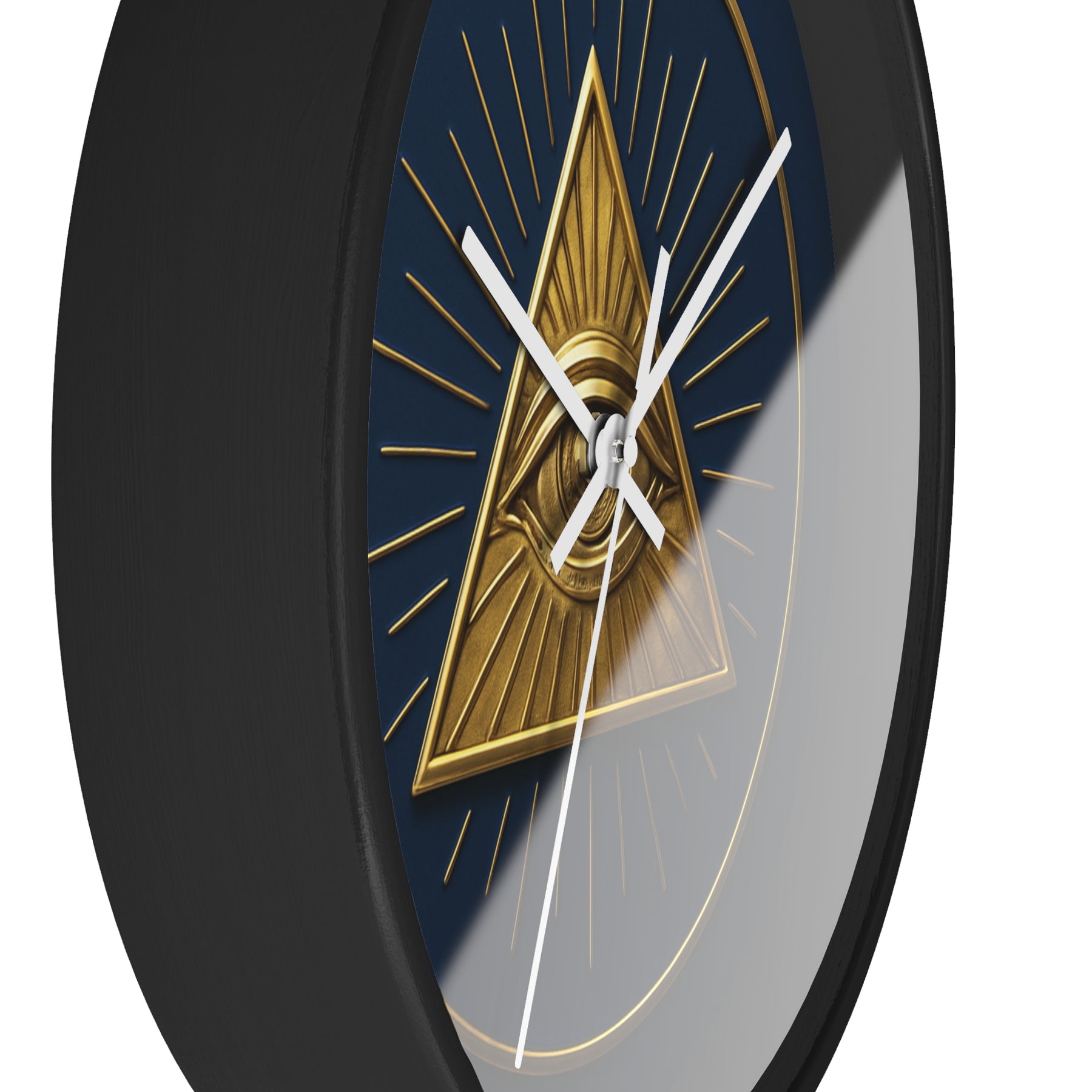 Eye of Providence Clock - Pyramid with All Seeing Eye Design on Wooden Frame - Bricks Masons