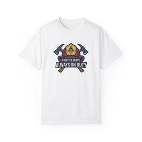 Master Mason Blue Lodge T-Shirt - Garment-Dyed Firefighter Tee - Bricks Masons