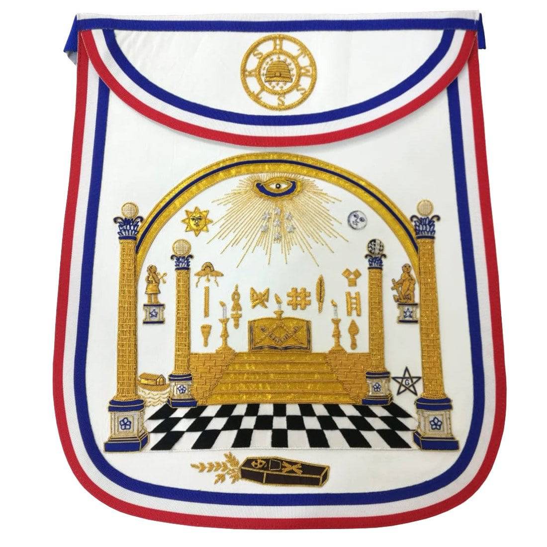 Master Mason Blue Lodge Apron - Hand Embroidered George Washington Masonic Apron