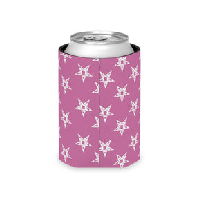 OES Can Cooler - Pink & White Stars - Bricks Masons
