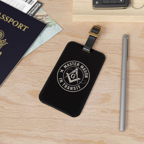 Master Mason Blue Lodge Luggage Tag - Mason in Transit Black Leather Strap - Bricks Masons
