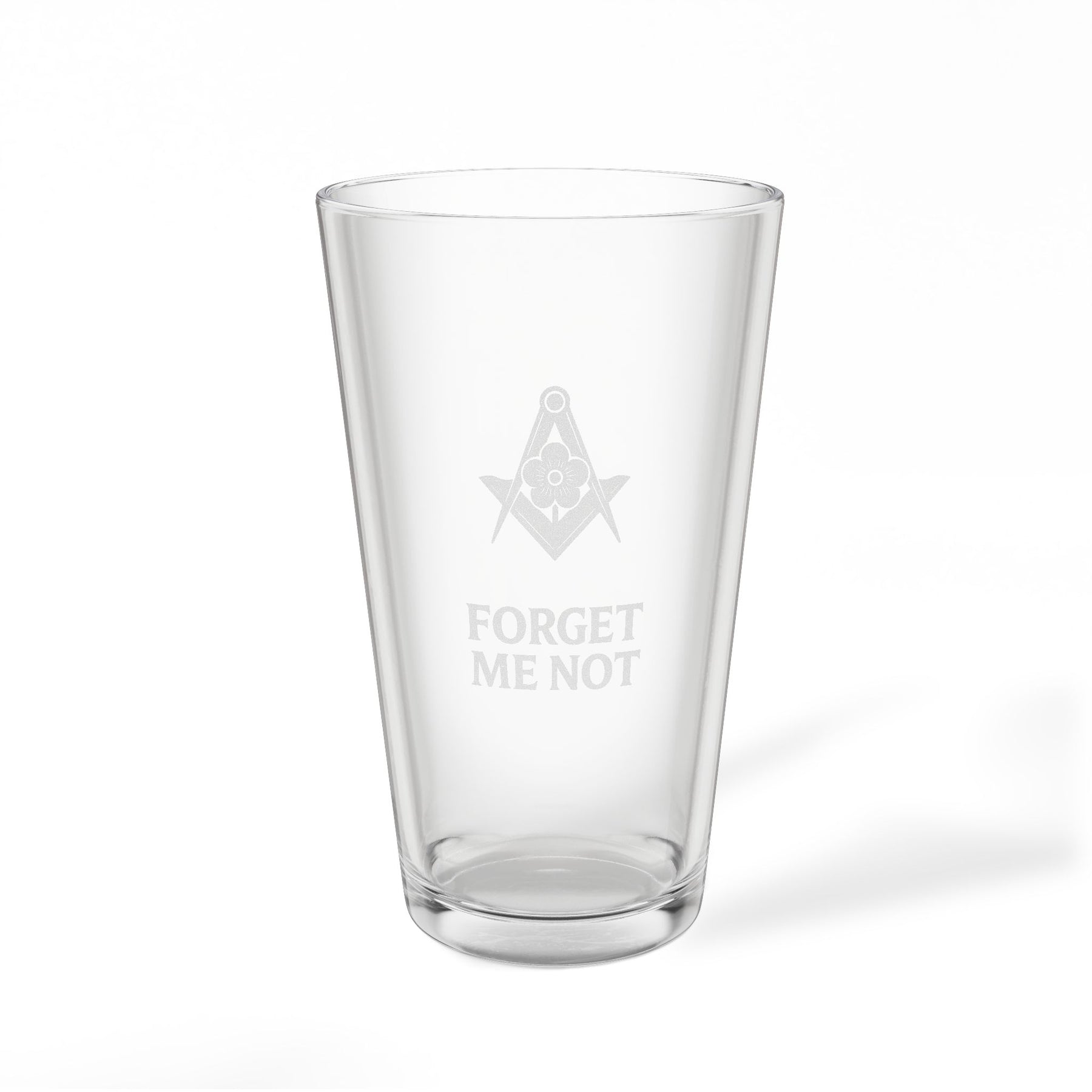 Master Mason Blue Lodge Pint Glass - Square & Compass Forget Me Not - Bricks Masons