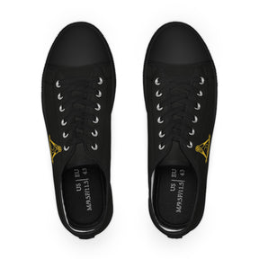 District Deputy Grand Master Blue Lodge Sneaker - Low Top Sneaker Black & White Gold Emblem - Bricks Masons