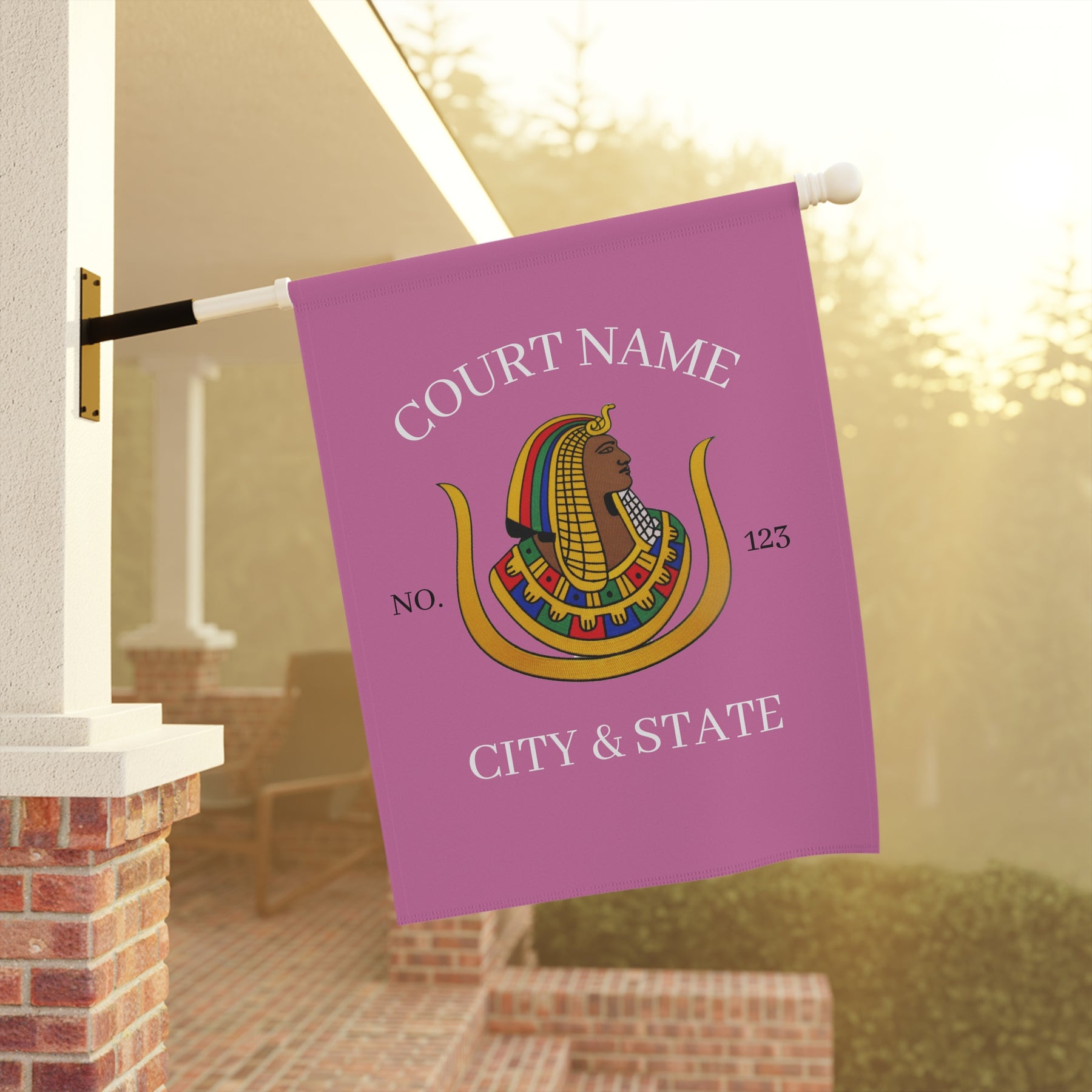 DOI Yard Flag -  Personalized Pink Printed Poly Poplin - Bricks Masons