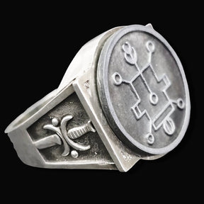 Demon Ring 3 Prince Vassago 72 Demons Lesser Key of Solomon Goetia In Silver 2.2 cm x 1.8 cm 18 Gr Art 1781 - Bricks Masons