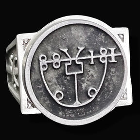 Demon Ring 14 MARQUIS LERAJE 72 Demons Lesser Key of Solomon Goetia In Silver 2.2 cm x 1.8 cm 18 Gr Art 1792 - Bricks Masons