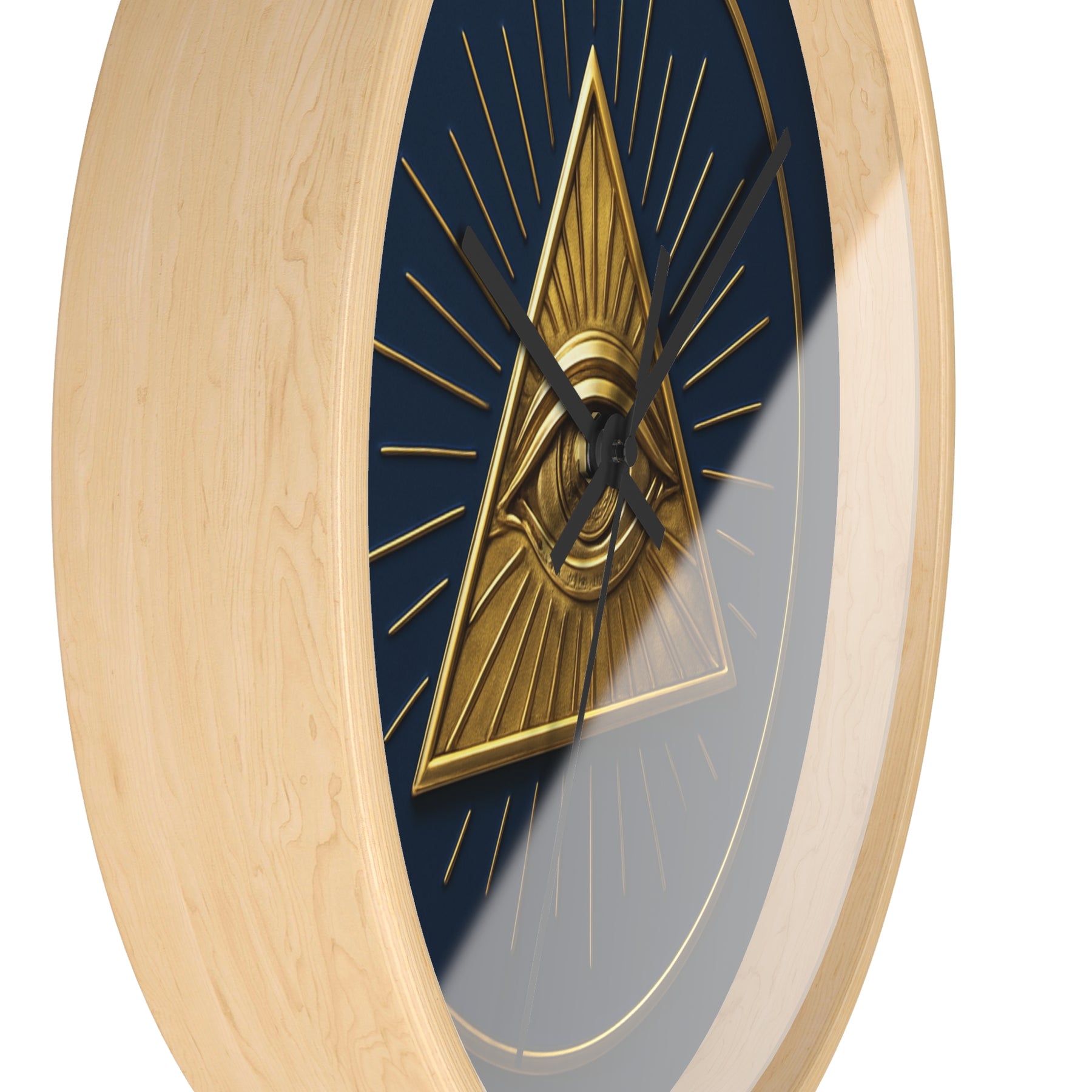 Eye of Providence Clock - Pyramid with All Seeing Eye Design on Wooden Frame - Bricks Masons