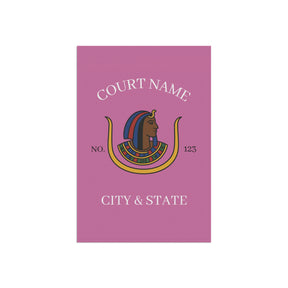 DOI Yard Flag - Pink Poly Poplin With Personalization - Bricks Masons