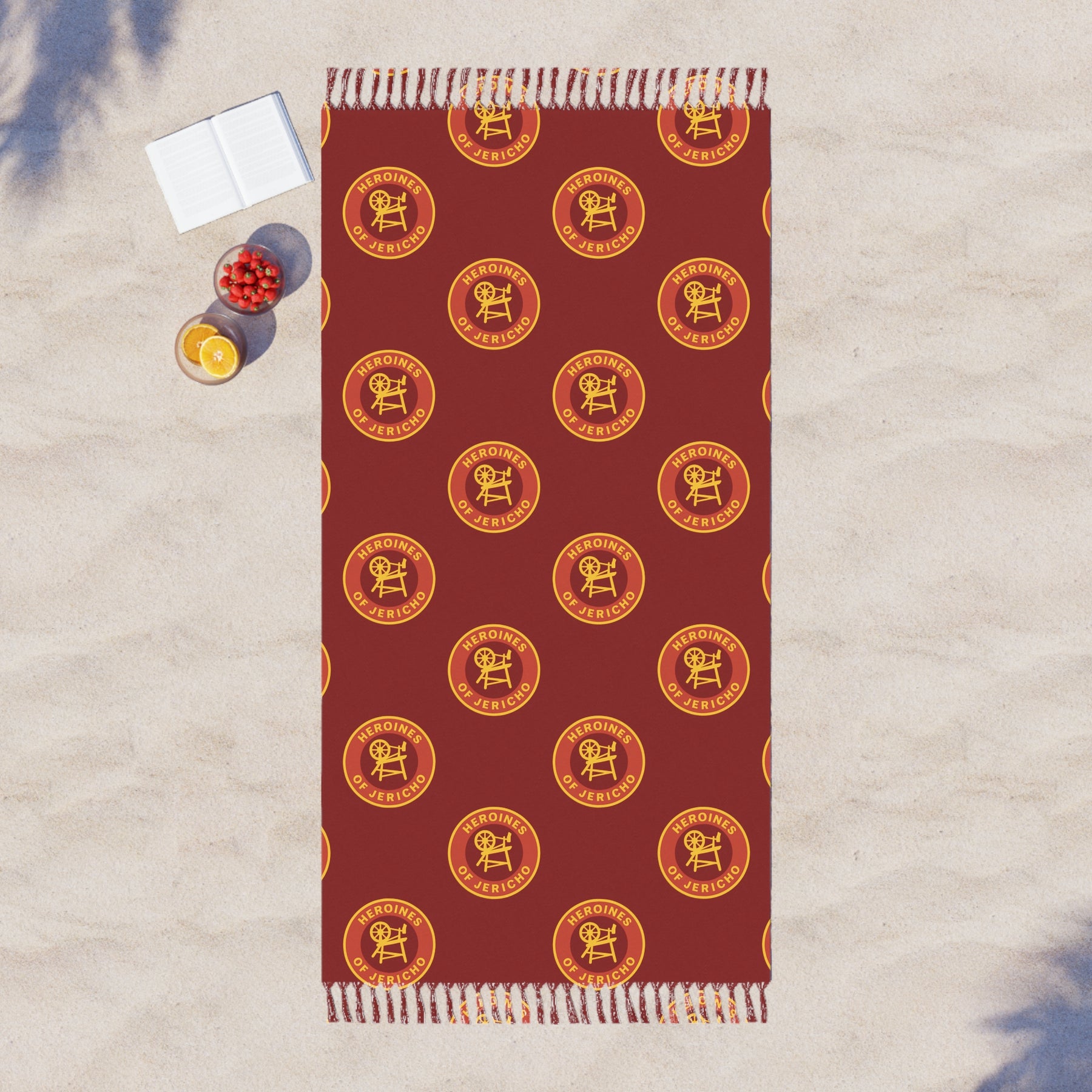 Heroines of Jericho Towel - Beach Cloth Polyester With Knotted Tassels - Bricks Masons