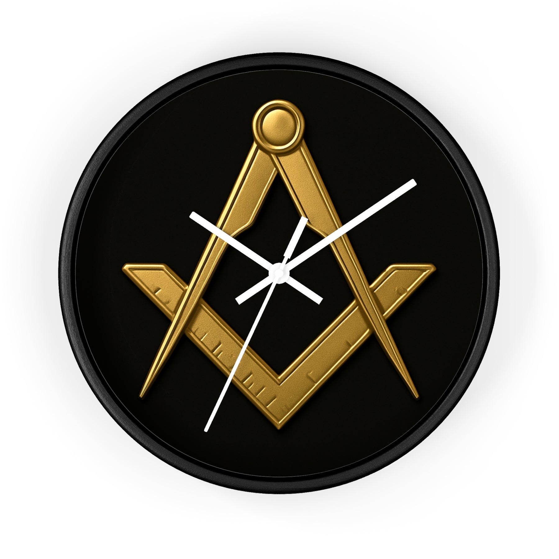 Master Mason Blue Lodge Clock - Classic Square & Compass on Wood Frame - Bricks Masons