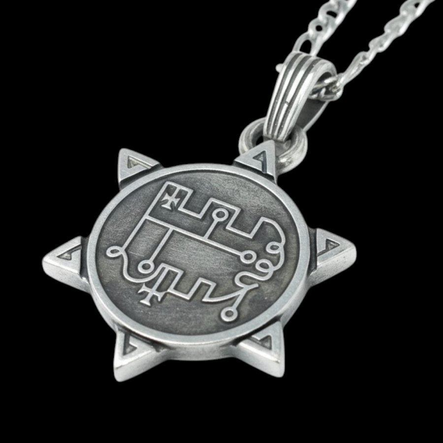 I wove Demon 36 PRINCE STOLAS and Secret Seal of Solomon 72 Demons Lesser Key of Solomon Goetia In Silver 3 x 2.5 cm 12 Gr Art 1895 - Bricks Masons