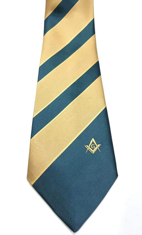 Master Mason Blue Lodge Necktie - Green & Yellow with Square & Compass G