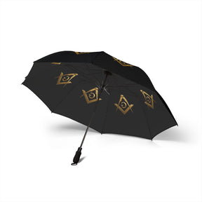Master Mason Blue Lodge Umbrella - Black with Gold Square & Compass G - Bricks Masons