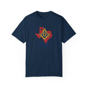 Master Mason Blue Lodge T-Shirt - Texas Mason Garment-Dyed Tee - Bricks Masons