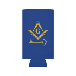 International Masons Can Cooler - Gold & Blue Square & Compass G - Bricks Masons
