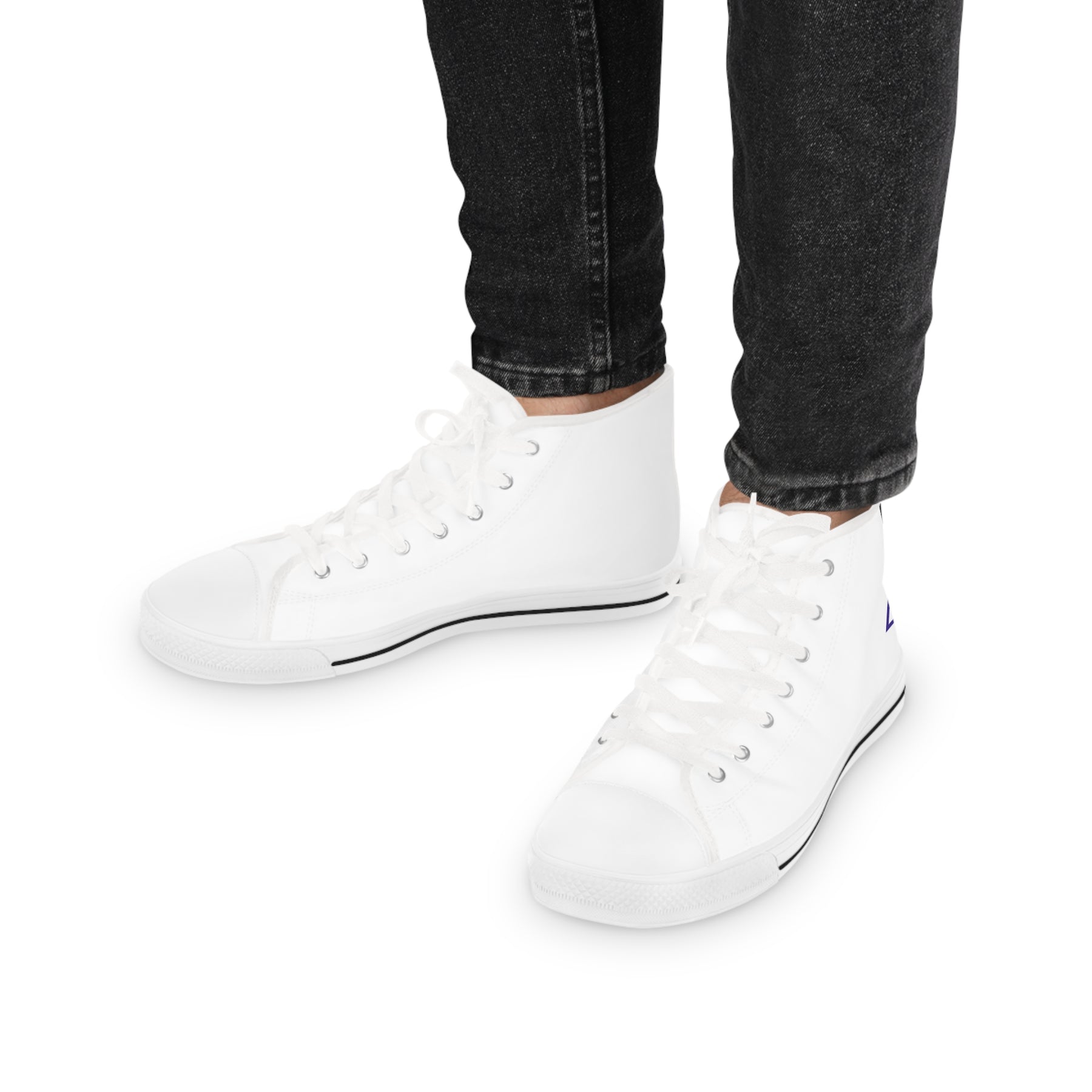 LOCOP Sneaker - High Top Black & White Purple Emblem - Bricks Masons