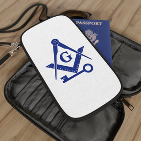 International Masons Passport Wallet - Blue & White With Shoulder & Wrist Strap - Bricks Masons